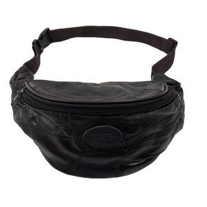 American Tourister Leather Brown Patchwork Fanny Pack Bum Waist Belt Bag Unisex